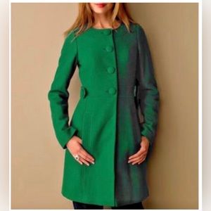 Banana Republic Collarless Kelly Green Pea Coat Wool Blend Preppy Women Size M